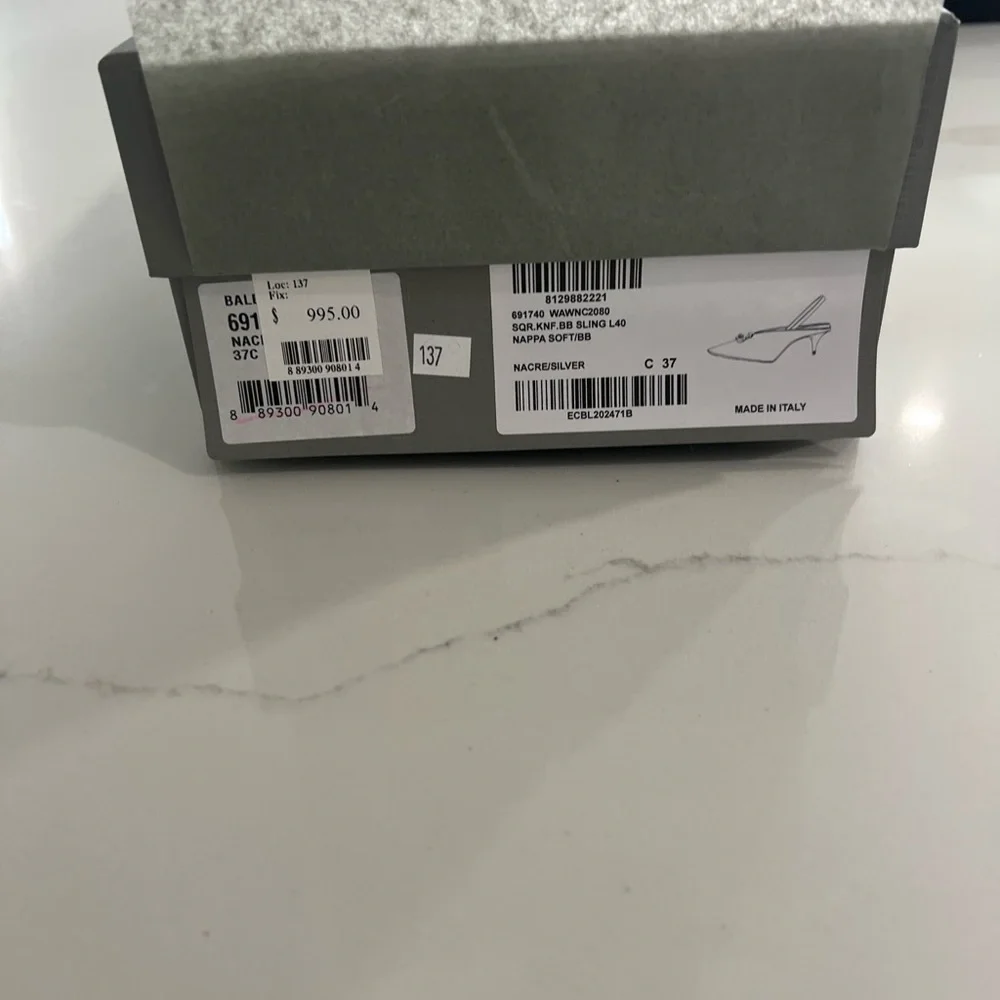 Balenciaga Cream Heels with Silver Detail - Picture 4 of 5